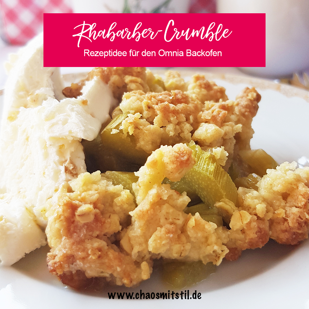 Rhabarber-Crumble - Campingrezept für den Omnia Backofen